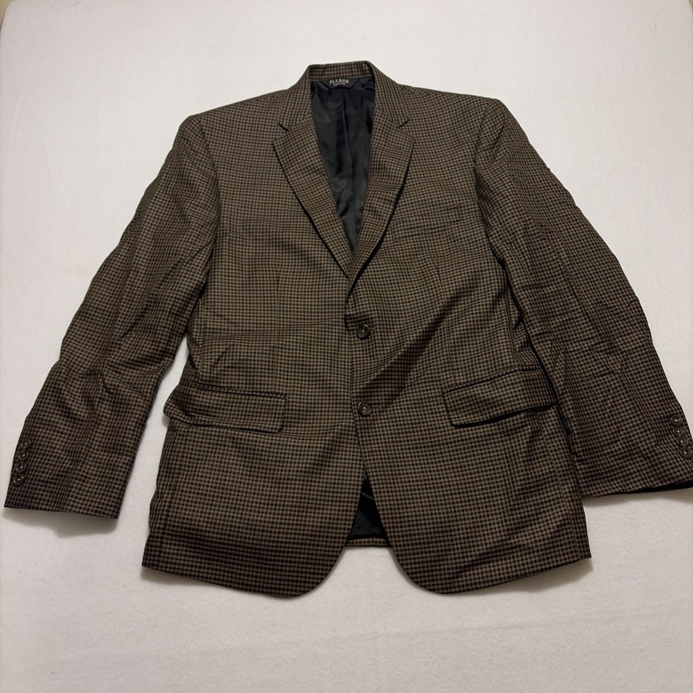 Jos A Bank Blazer Mens‎ 42R Brown Black Silk Wool Sport Coat Jacket Check Modern
